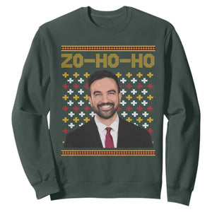 Zo Ho Ho Ugly Christmas Sweater Sweatshirt Funny Zohran Mamdani Holiday TS02 Dark Forest Green Print Your Wear