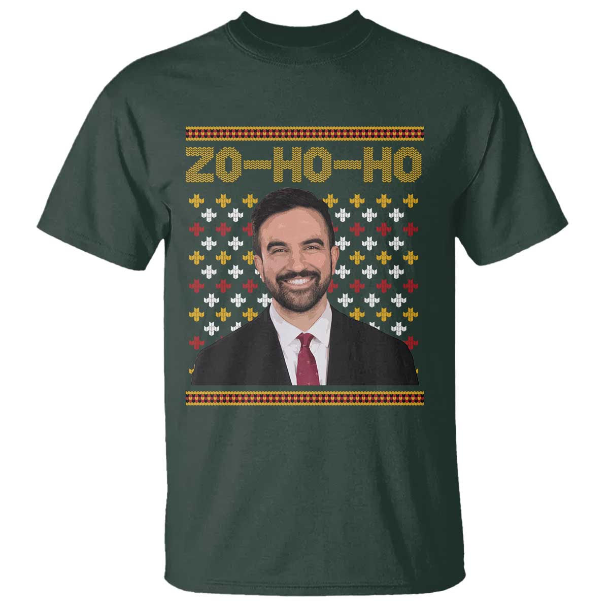 Zo Ho Ho Ugly Christmas Sweater T Shirt Funny Zohran Mamdani Holiday TS02 Dark Forest Green Print Your Wear