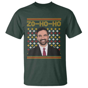 Zo Ho Ho Ugly Christmas Sweater T Shirt Funny Zohran Mamdani Holiday TS02 Dark Forest Green Print Your Wear