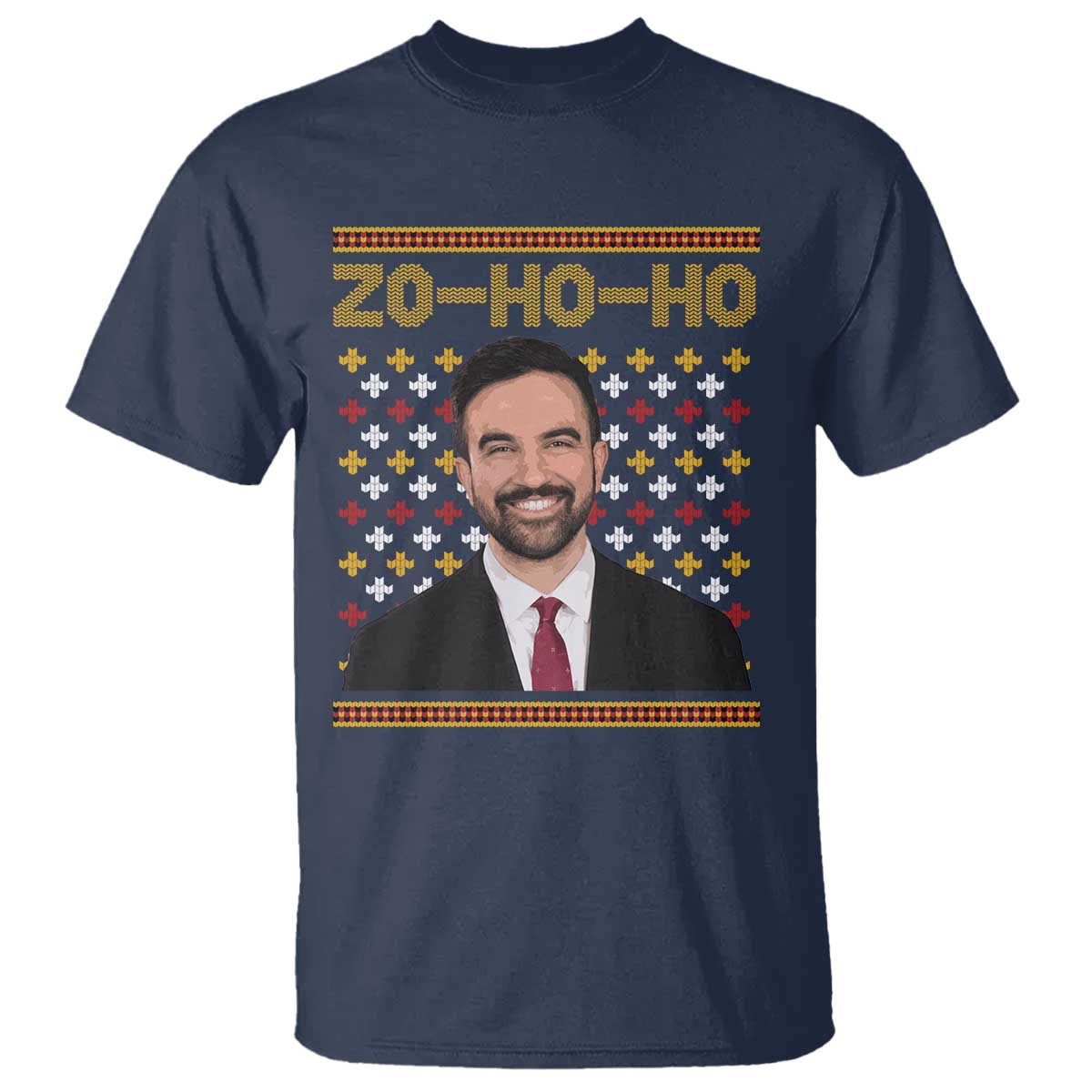 Zo Ho Ho Ugly Christmas Sweater T Shirt Funny Zohran Mamdani Holiday TS02 Navy Print Your Wear