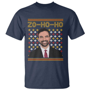 Zo Ho Ho Ugly Christmas Sweater T Shirt Funny Zohran Mamdani Holiday TS02 Navy Print Your Wear