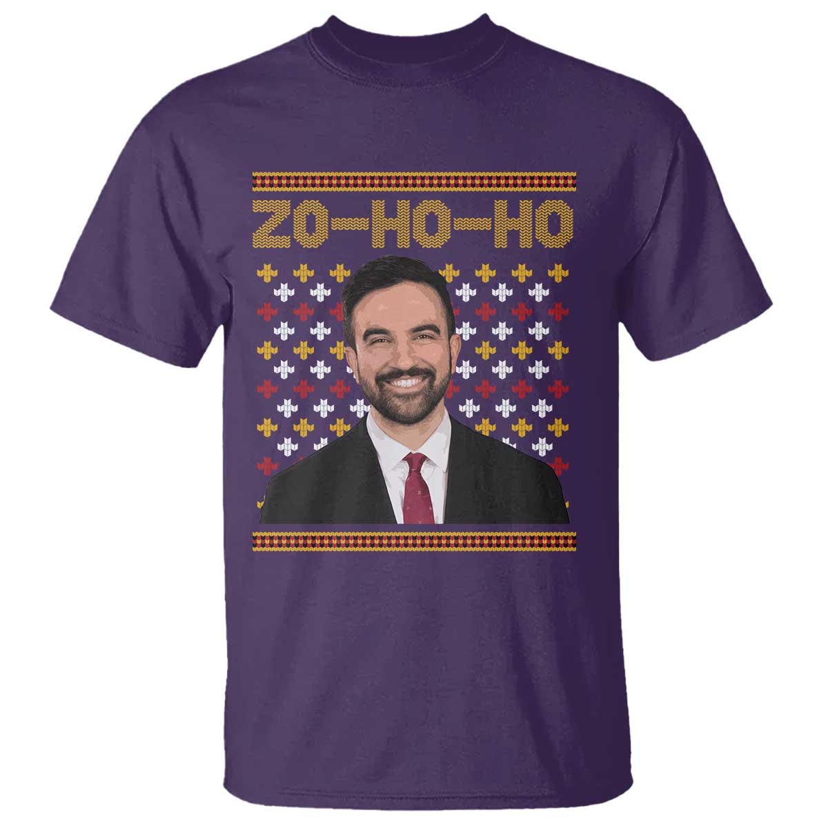 Zo Ho Ho Ugly Christmas Sweater T Shirt Funny Zohran Mamdani Holiday TS02 Purple Print Your Wear