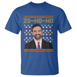 Zo Ho Ho Ugly Christmas Sweater T Shirt Funny Zohran Mamdani Holiday TS02 Royal Blue Print Your Wear