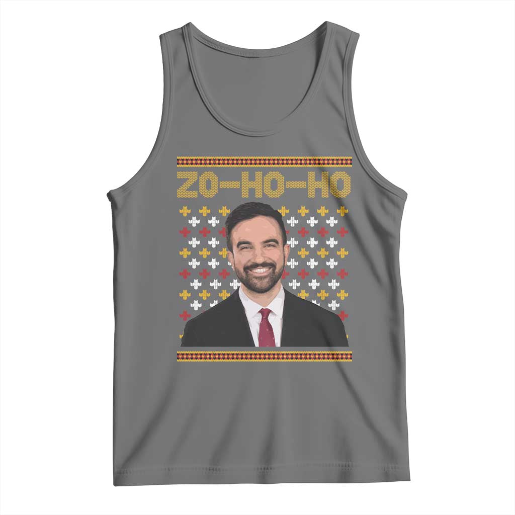 Zo Ho Ho Ugly Christmas Sweater Tank Top Funny Zohran Mamdani Holiday TS02 Black Heather Print Your Wear