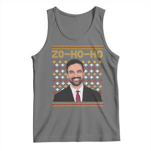 Zo Ho Ho Ugly Christmas Sweater Tank Top Funny Zohran Mamdani Holiday TS02 Black Heather Print Your Wear