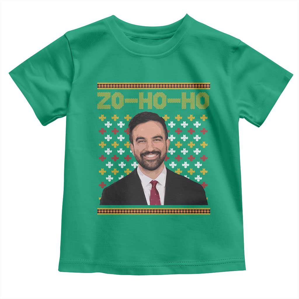 Zo Ho Ho Ugly Christmas Sweater Toddler T Shirt Funny Zohran Mamdani Holiday TS02 Irish Green Print Your Wear
