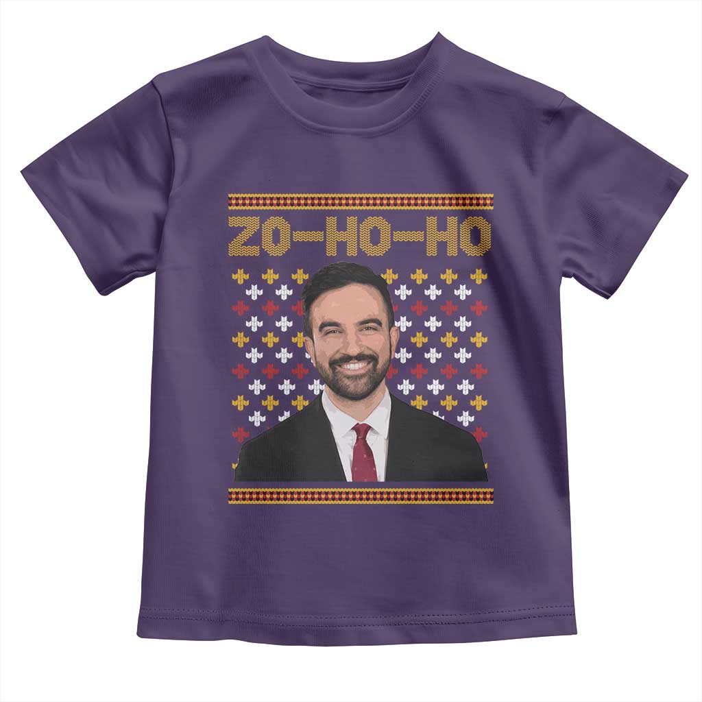 Zo Ho Ho Ugly Christmas Sweater Toddler T Shirt Funny Zohran Mamdani Holiday TS02 Purple Print Your Wear