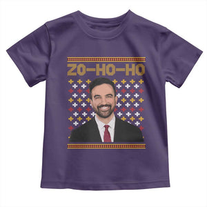 Zo Ho Ho Ugly Christmas Sweater Toddler T Shirt Funny Zohran Mamdani Holiday TS02 Purple Print Your Wear