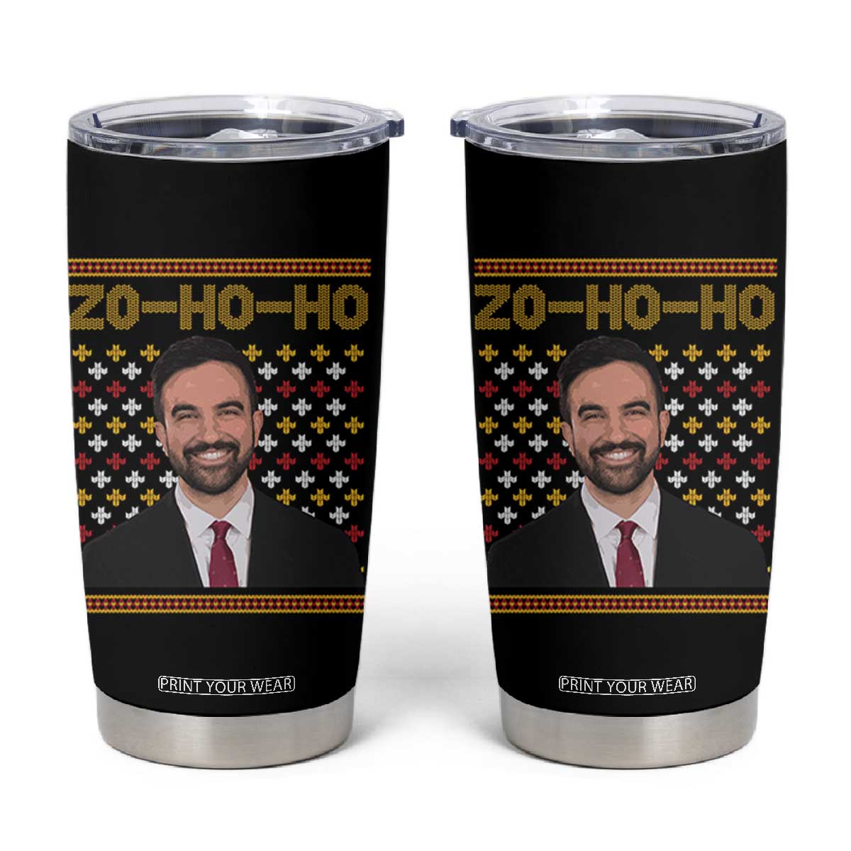 Zo Ho Ho Ugly Christmas Sweater Tumbler Cup Funny Zohran Mamdani Holiday TS02 Black Print Your Wear