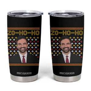 Zo Ho Ho Ugly Christmas Sweater Tumbler Cup Funny Zohran Mamdani Holiday TS02 Black Print Your Wear