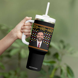 Zo Ho Ho Ugly Christmas Sweater Tumbler With Handle Funny Zohran Mamdani Holiday TS02 Print Your Wear