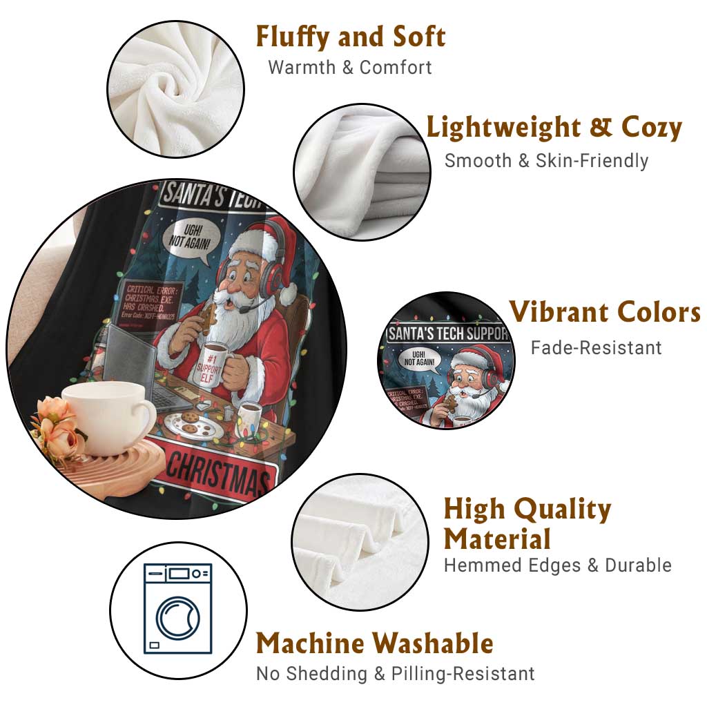 Funny Santa Tech Support Christmas Throw Blanket Rebooting Christmas Geek Humor Gift TS02 Print Your Wear