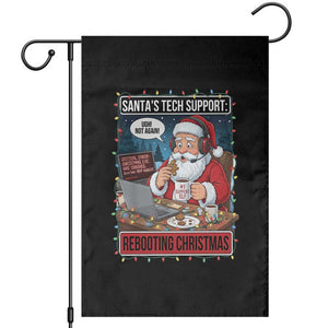 Funny Santa Tech Support Christmas Garden Flag Rebooting Christmas Geek Humor Gift TS02 Black Print Your Wear