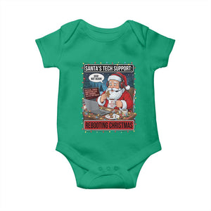 Funny Santa Tech Support Christmas Baby Onesie Rebooting Christmas Geek Humor Gift TS02 Irish Green Print Your Wear