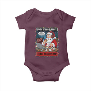 Funny Santa Tech Support Christmas Baby Onesie Rebooting Christmas Geek Humor Gift TS02 Maroon Print Your Wear