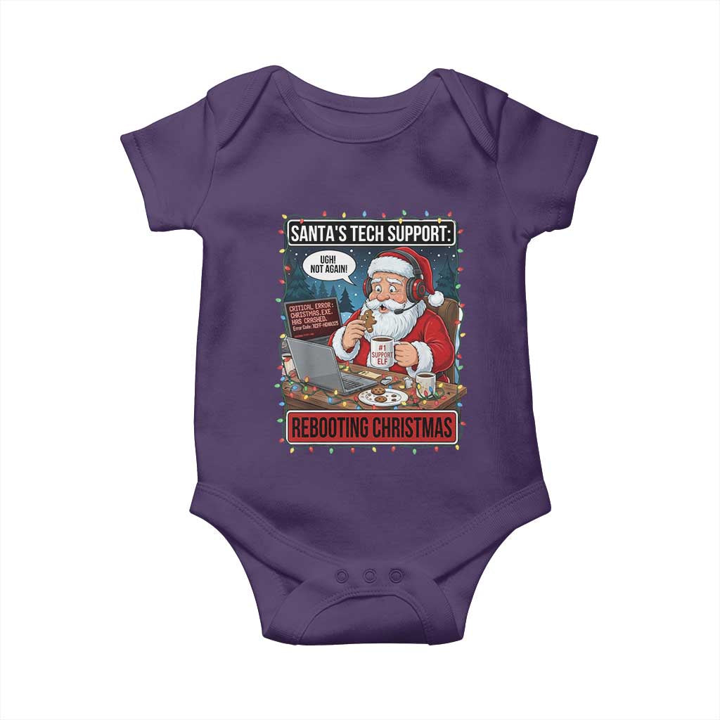 Funny Santa Tech Support Christmas Baby Onesie Rebooting Christmas Geek Humor Gift TS02 Purple Print Your Wear