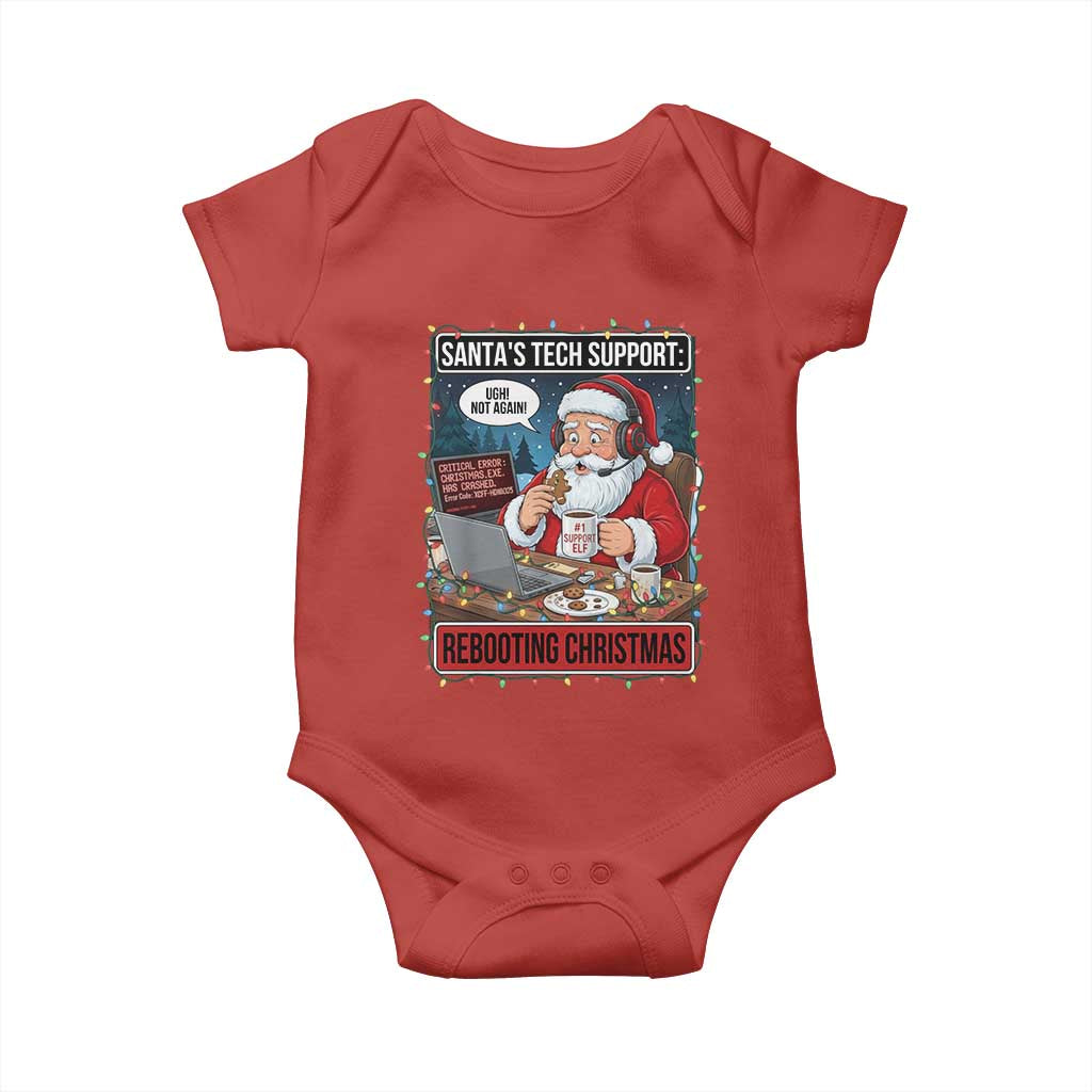 Funny Santa Tech Support Christmas Baby Onesie Rebooting Christmas Geek Humor Gift TS02 Red Print Your Wear