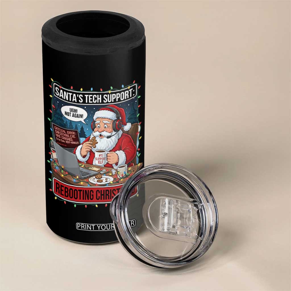 Funny Santa Tech Support Christmas 4 in 1 Can Cooler Tumbler Rebooting Christmas Geek Humor Gift TS02 Print Your Wear