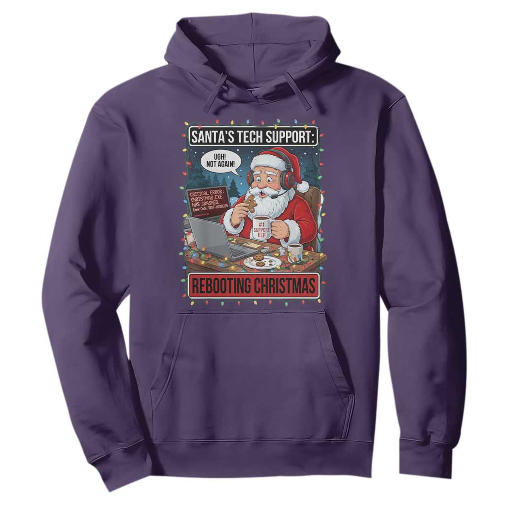 Funny Santa Tech Support Christmas Hoodie Rebooting Christmas Geek Humor Gift TS02 Purple Print Your Wear