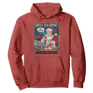 Funny Santa Tech Support Christmas Hoodie Rebooting Christmas Geek Humor Gift TS02 Red Print Your Wear