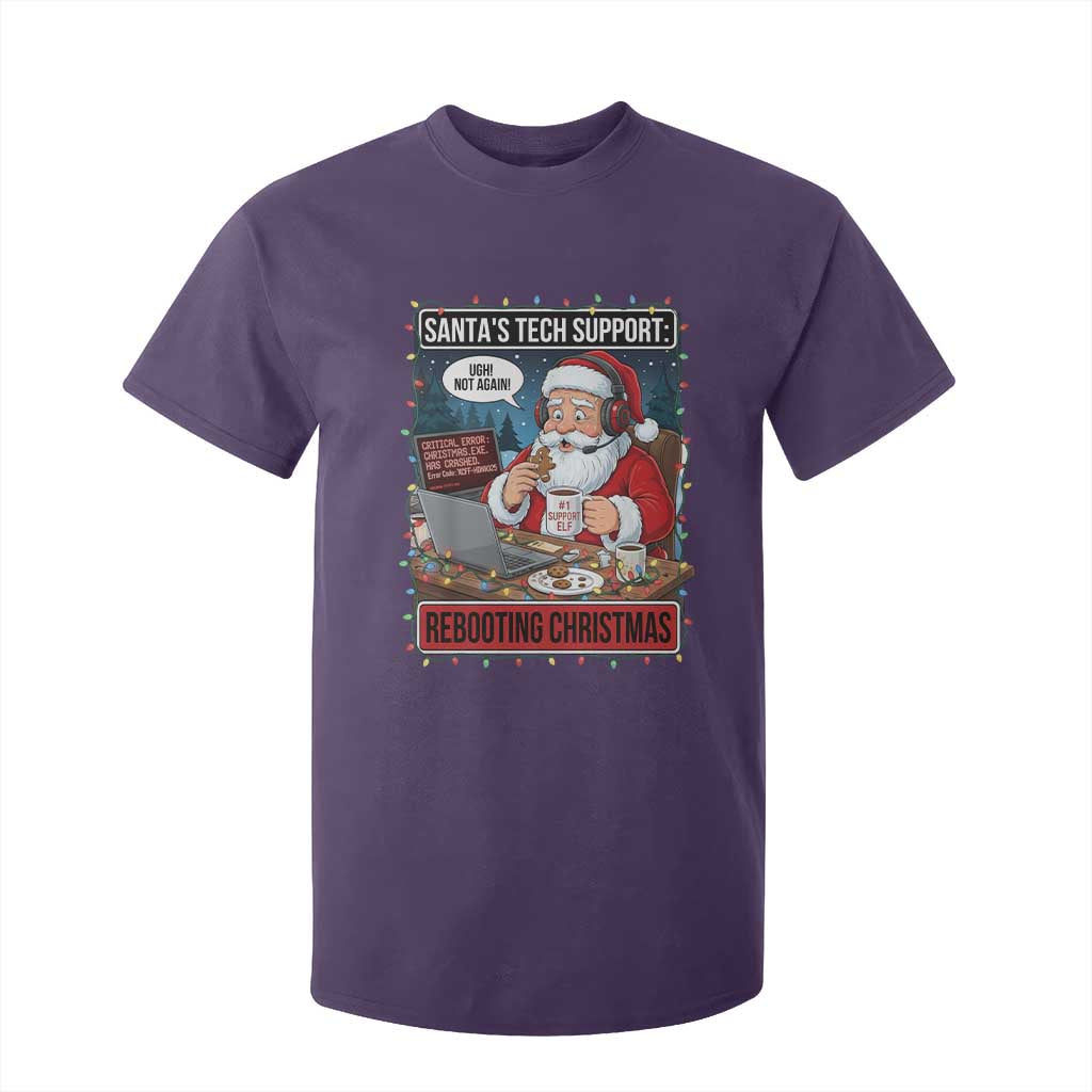 Funny Santa Tech Support Christmas T Shirt For Kid Rebooting Christmas Geek Humor Gift TS02 Purple Print Your Wear