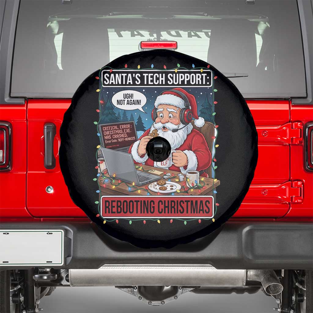 Funny Santa Tech Support Christmas Spare Tire Cover Rebooting Christmas Geek Humor Gift TS02 Black Print Your Wear