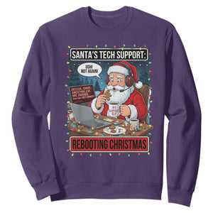 Funny Santa Tech Support Christmas Sweatshirt Rebooting Christmas Geek Humor Gift TS02 Purple Print Your Wear