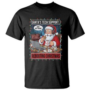 Funny Santa Tech Support Christmas T Shirt Rebooting Christmas Geek Humor Gift TS02 Black Print Your Wear