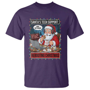 Funny Santa Tech Support Christmas T Shirt Rebooting Christmas Geek Humor Gift TS02 Purple Print Your Wear