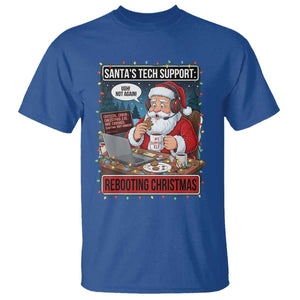 Funny Santa Tech Support Christmas T Shirt Rebooting Christmas Geek Humor Gift TS02 Royal Blue Print Your Wear