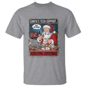 Funny Santa Tech Support Christmas T Shirt Rebooting Christmas Geek Humor Gift TS02 Sport Gray Print Your Wear