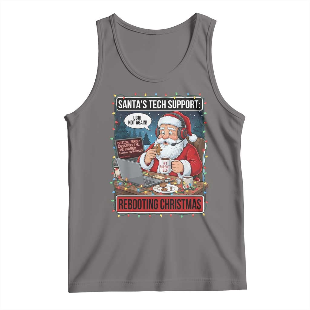 Funny Santa Tech Support Christmas Tank Top Rebooting Christmas Geek Humor Gift TS02 Deep Heather Print Your Wear