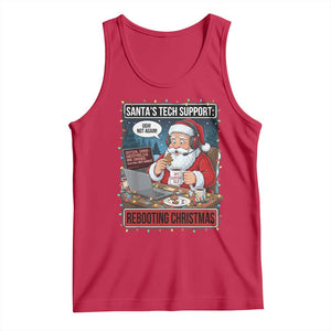 Funny Santa Tech Support Christmas Tank Top Rebooting Christmas Geek Humor Gift TS02 Red Print Your Wear