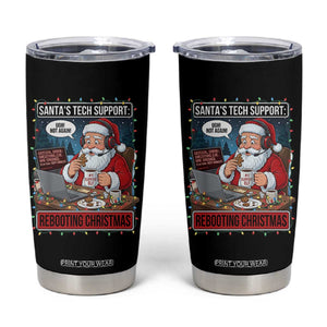 Funny Santa Tech Support Christmas Tumbler Cup Rebooting Christmas Geek Humor Gift TS02 Black Print Your Wear