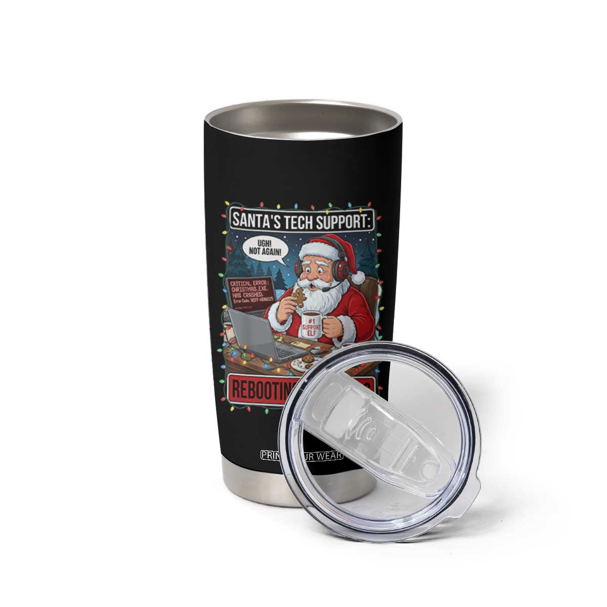 Funny Santa Tech Support Christmas Tumbler Cup Rebooting Christmas Geek Humor Gift TS02 Print Your Wear