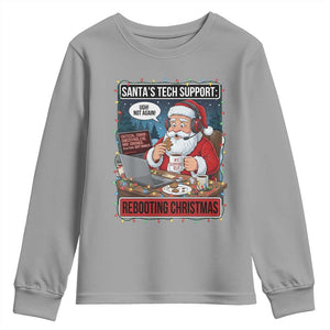 Funny Santa Tech Support Christmas Youth Sweatshirt Rebooting Christmas Geek Humor Gift TS02 Sport Gray Print Your Wear