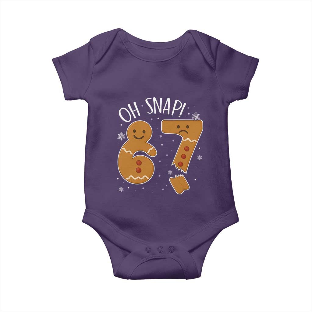 Oh Snap 67 Gingerbread Meme Baby Onesie Broken Cookie Six Seven Holiday Gag Christmas Vibes TS02 Purple Print Your Wear