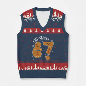 Oh Snap 67 Gingerbread Meme V-Neck Knit Sweater Vest Broken Cookie Six Seven Holiday Gag Xmas Vibes TS02 Navy Red Print Your Wear