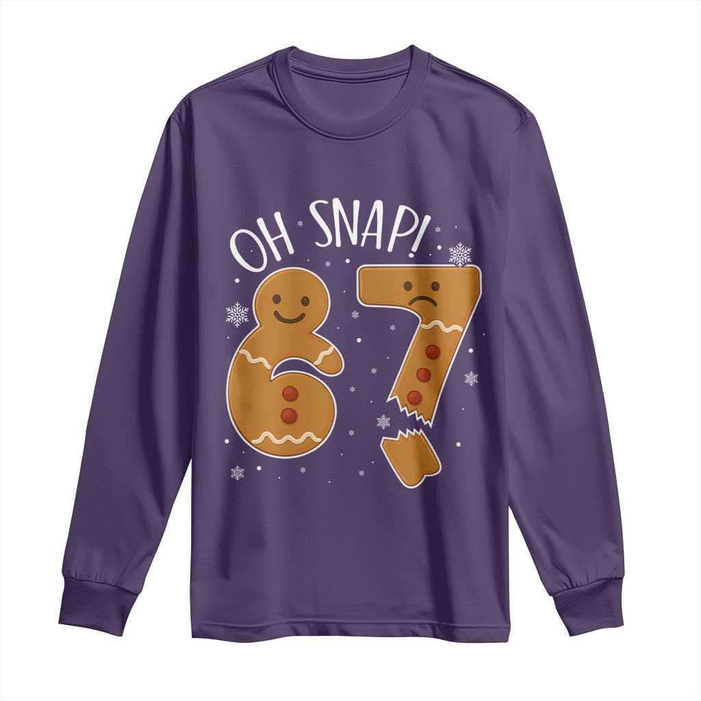 Oh Snap 67 Gingerbread Meme Long Sleeve Shirt Broken Cookie Six Seven Holiday Gag Christmas Vibes TS02 Purple Print Your Wear