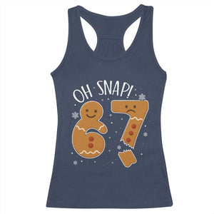 Oh Snap 67 Gingerbread Meme Racerback Tank Top Broken Cookie Six Seven Holiday Gag Christmas Vibes TS02 Navy Print Your Wear