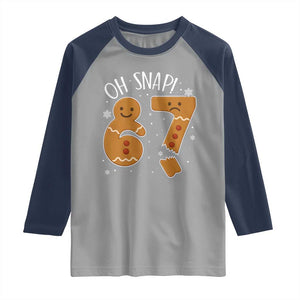 Oh Snap 67 Gingerbread Meme Raglan Shirt Broken Cookie Six Seven Holiday Gag Christmas Vibes TS02 Sport Gray Navy Print Your Wear