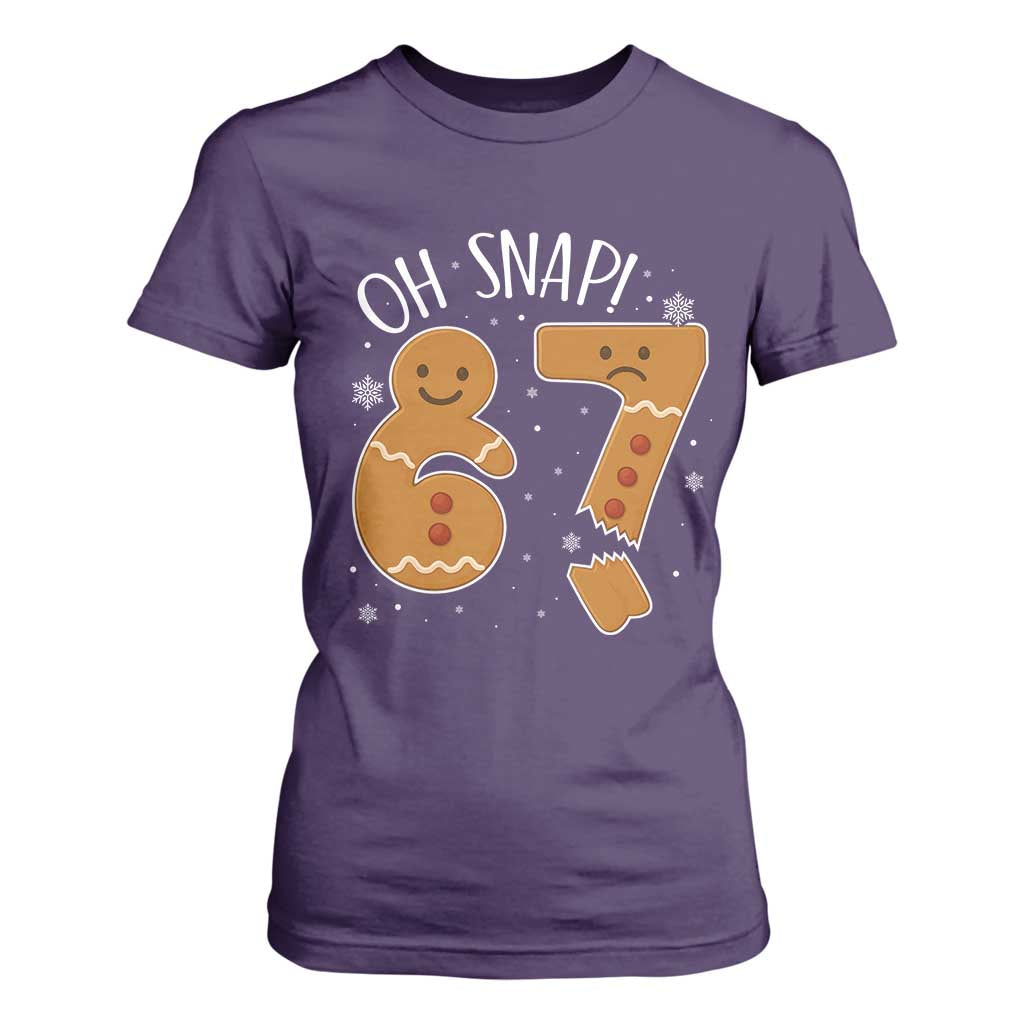 Oh Snap 67 Gingerbread Meme T Shirt For Women Broken Cookie Six Seven Holiday Gag Christmas Vibes TS02 Purple Print Your Wear