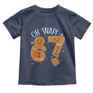 Oh Snap 67 Gingerbread Meme Toddler T Shirt Broken Cookie Six Seven Holiday Gag Christmas Vibes TS02 Navy Print Your Wear