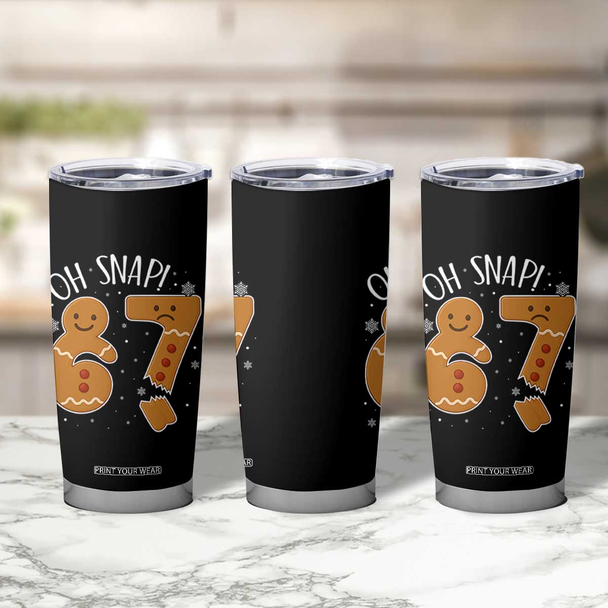 Oh Snap 67 Gingerbread Meme Tumbler Cup Broken Cookie Six Seven Holiday Gag Christmas Vibes TS02 Print Your Wear