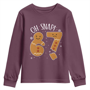 Oh Snap 67 Gingerbread Meme Youth Sweatshirt Broken Cookie Six Seven Holiday Gag Christmas Vibes TS02 Maroon Print Your Wear