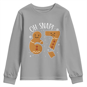 Oh Snap 67 Gingerbread Meme Youth Sweatshirt Broken Cookie Six Seven Holiday Gag Christmas Vibes TS02 Sport Gray Print Your Wear