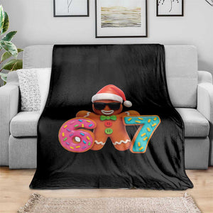 Funny 67 Meme Gingerbread Donut Throw Blanket Cool Christmas Cookie Six Seven Santa Hat Sprinkles TS02 Print Your Wear