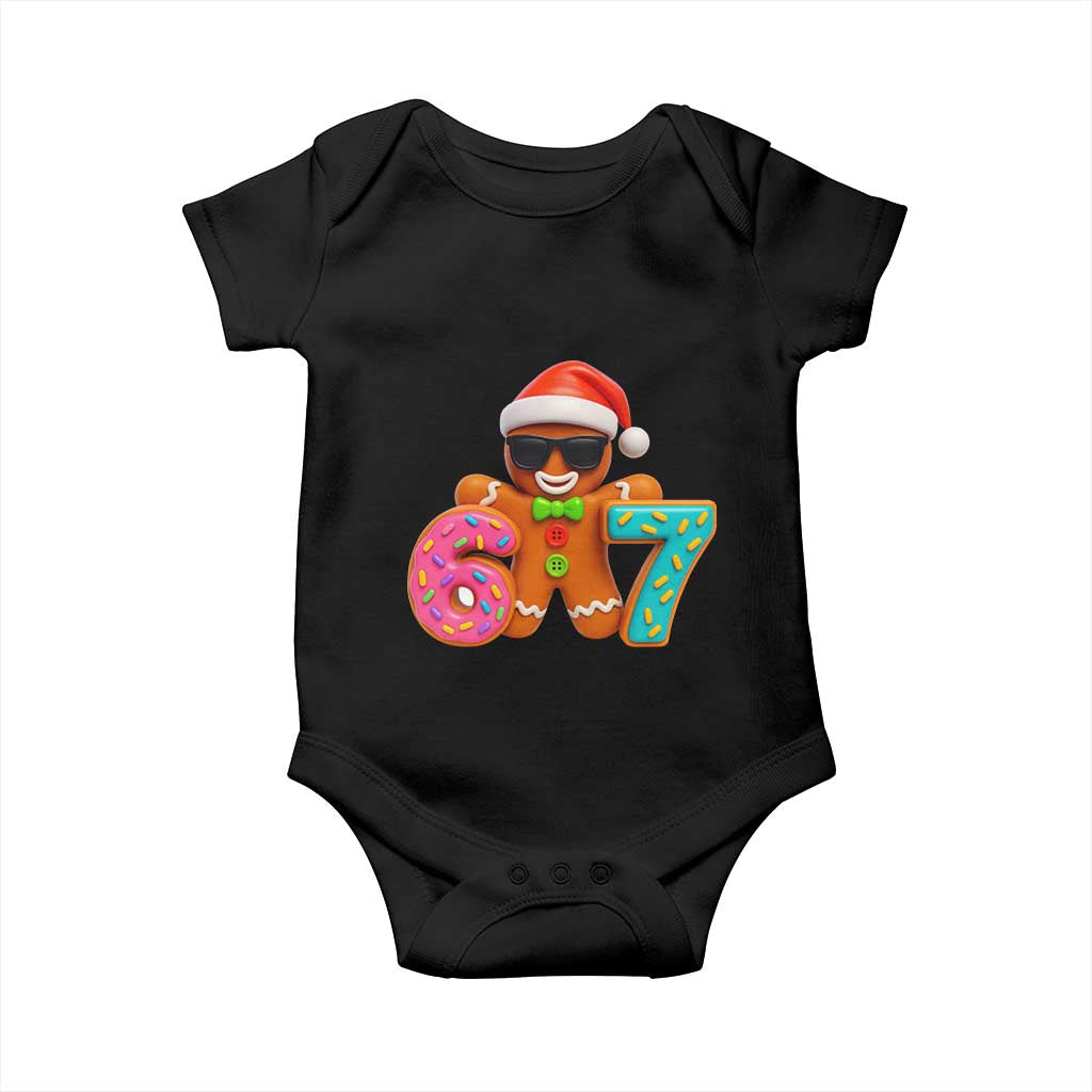 Funny 67 Meme Gingerbread Donut Baby Onesie Cool Christmas Cookie Six Seven Santa Hat Sprinkles TS02 Black Print Your Wear