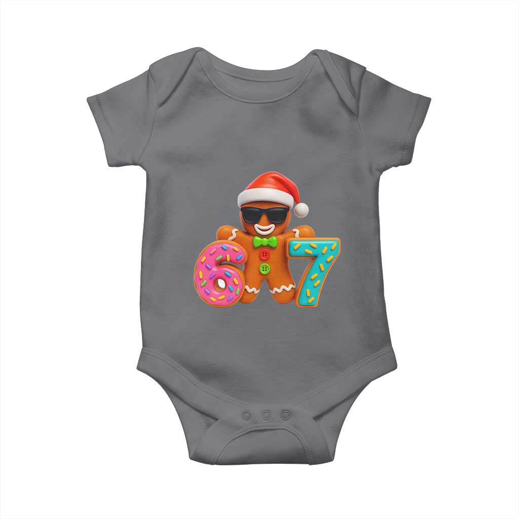 Funny 67 Meme Gingerbread Donut Baby Onesie Cool Christmas Cookie Six Seven Santa Hat Sprinkles TS02 Charcoal Print Your Wear