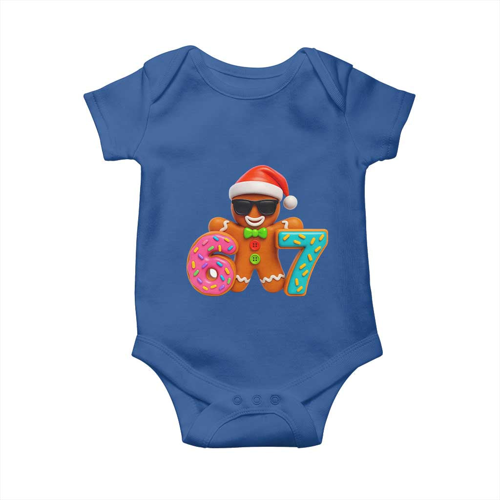 Funny 67 Meme Gingerbread Donut Baby Onesie Cool Christmas Cookie Six Seven Santa Hat Sprinkles TS02 Royal Blue Print Your Wear